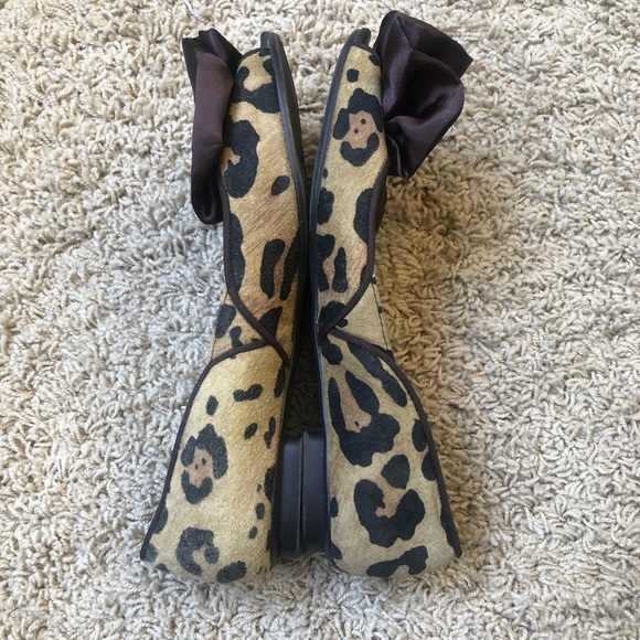 Libby Edelman Kendra Cheetah Bow Open Toe Shoes Flats size 7.5 - Picture 5 of 9